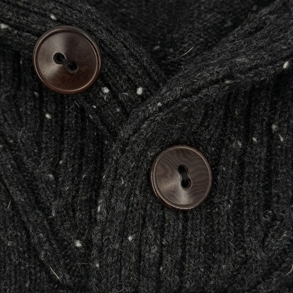 J Crew Mens S Charcoal Speckled Merino Wool Blend Shawl Collar Sweater Heathered - Picture 5 of 10